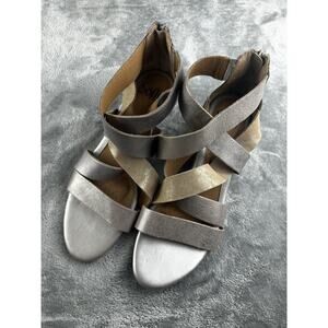 Sofft Metallic Strappy Low Wedge Sandals Size 10 Summer Vacation Casual